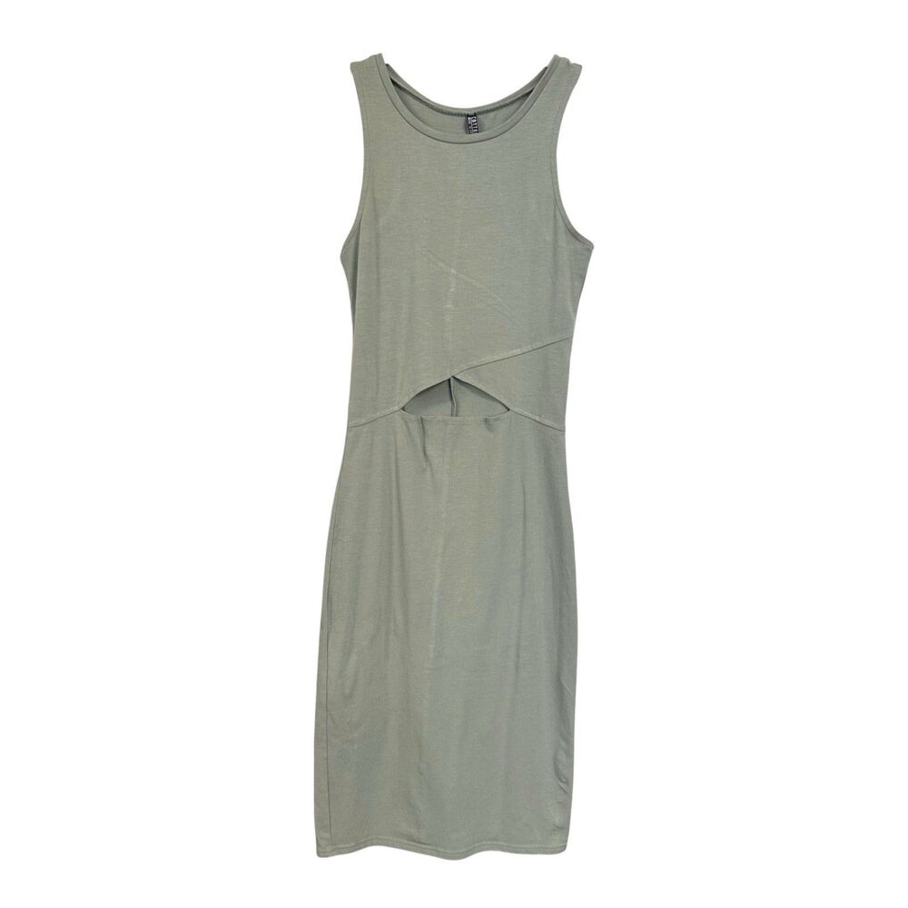 Cotton On Womens Sz XS Green Cutout Round Neck Tank Dress Knee Length Stretch
